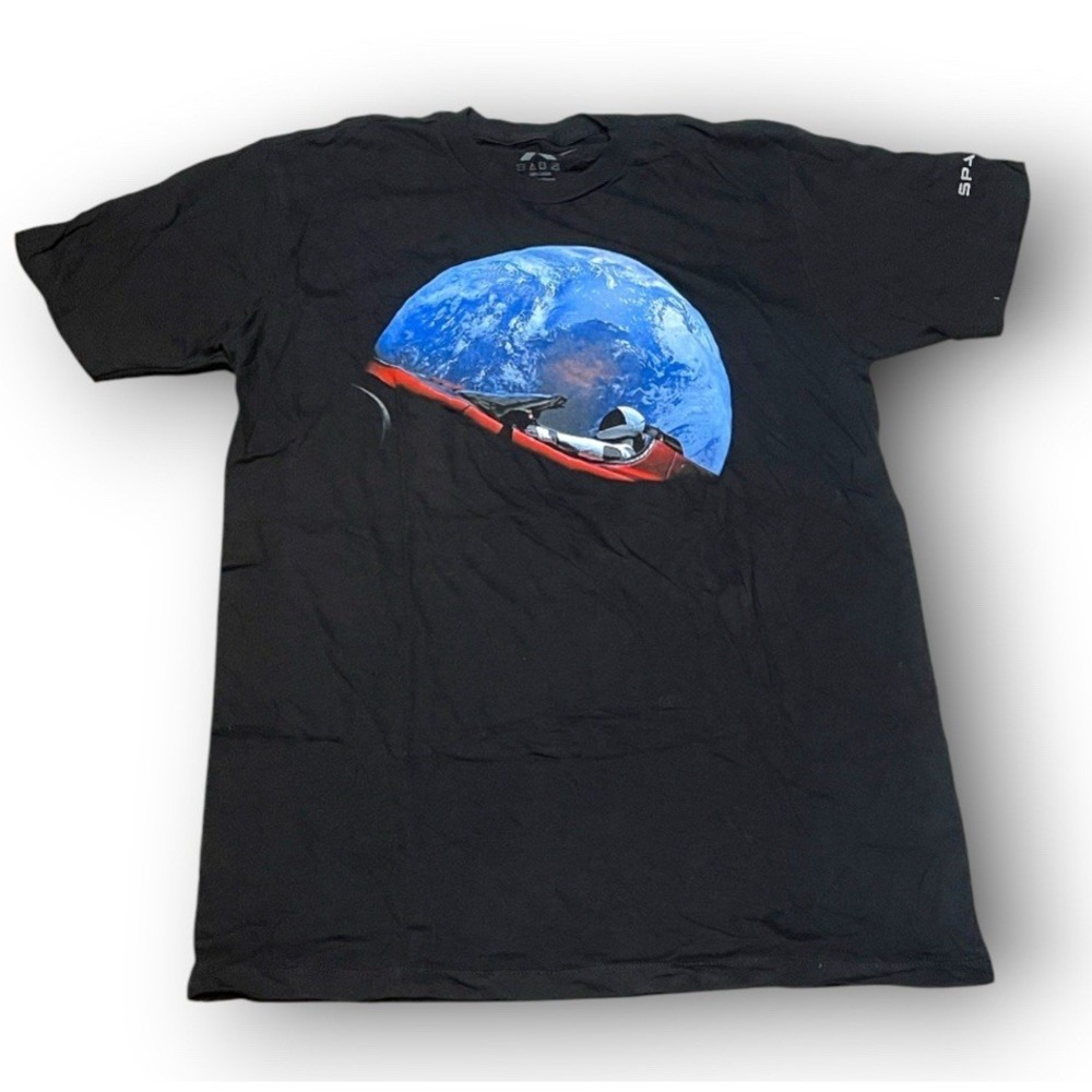 SpaceX Falcon Heavy Starman Tesla Roadster Shirt Size M Black 2018 Launch Tee